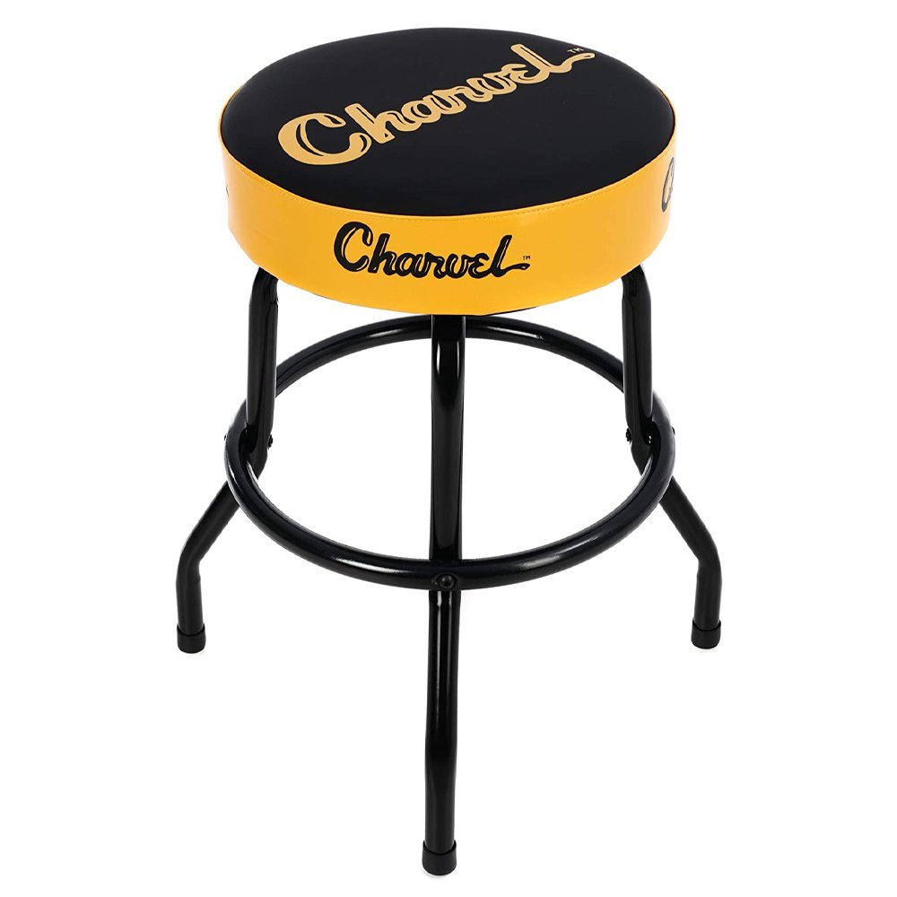 Charvel Toothpaste Logo Barstool Black and Yellow 24"