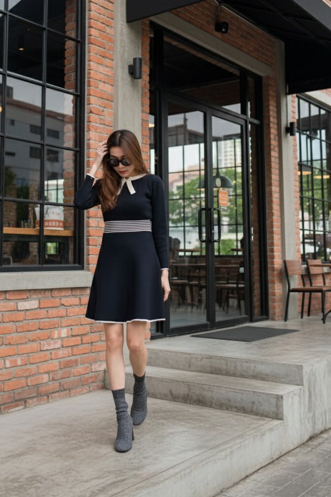 lulu knit dress NEVER FULLY DRESSED Lulu Dress - Black