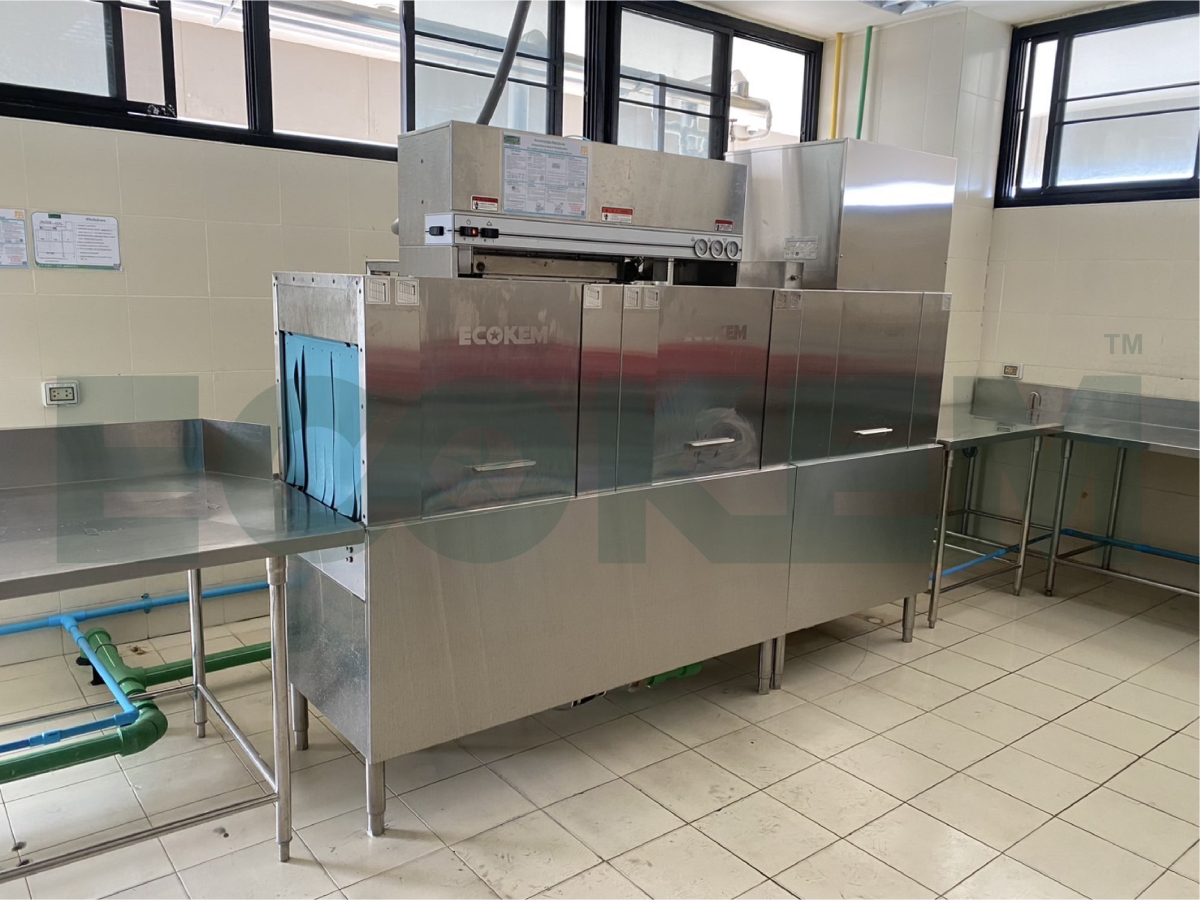 Dishwasher with Automatic Chemical Dispensing and Steam System Installation