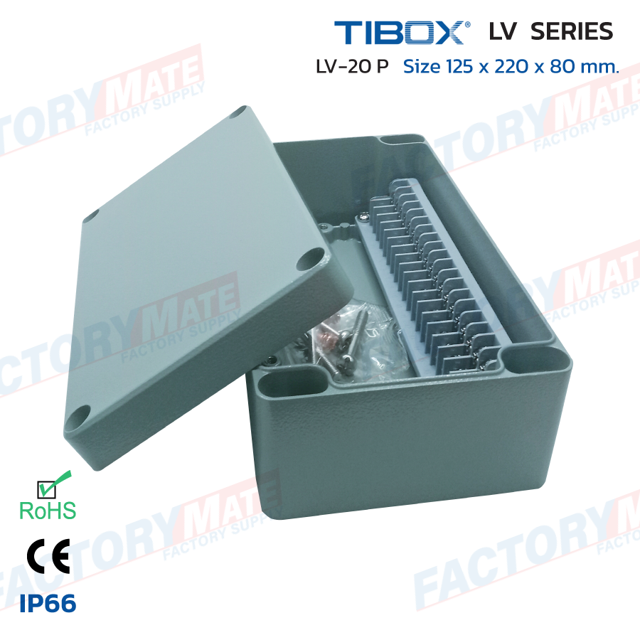Tibox LV-20P กล่องเทอร์มินอลอลูมิเนียมกันน้ำIP66, Aluminium Terminal ...