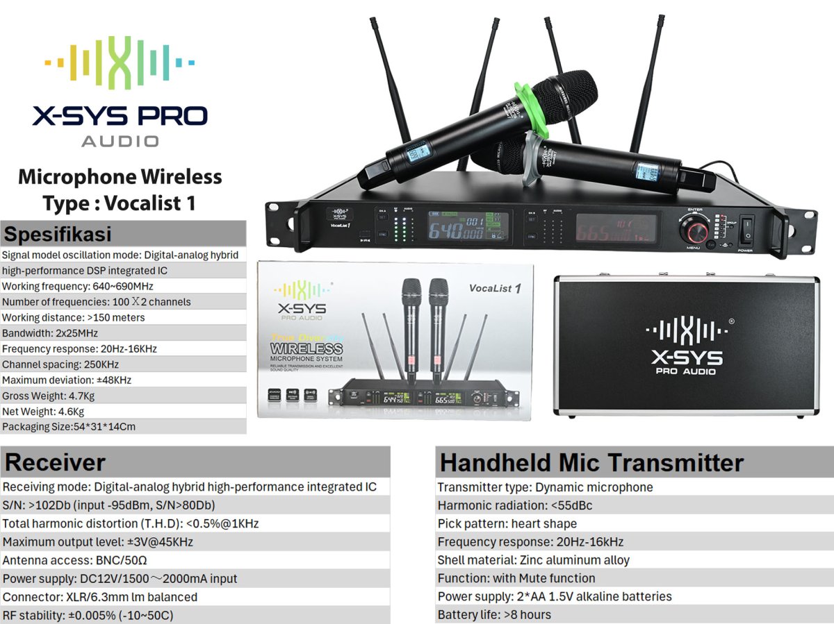 MICROPHONE WIRELESS XSYS TYPE VOCALIST-1 (JARAK 100-150M)