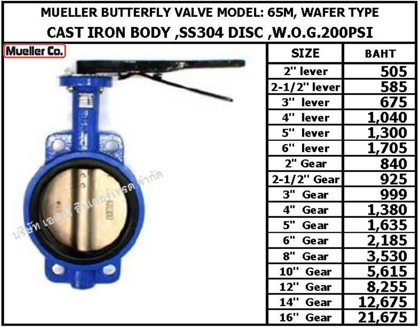 MUELLER BUTTERFLY VALVE MODEL 65M , WAFER TYPE