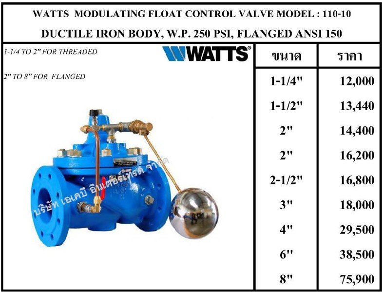 Watts Modulating Float Control Valve Model