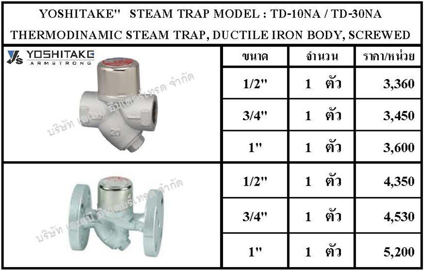 YOSHITAKE STEAM TRAP MODEL : TD-10NA / TD-30NA มีสินค้า