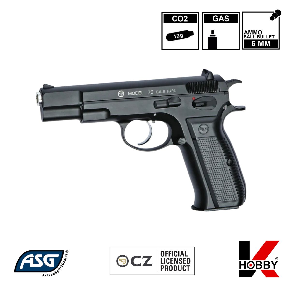 ASG CZ 75 (Gas) ปืนบีบีกัน ปืนสั้นอัดแก๊ส