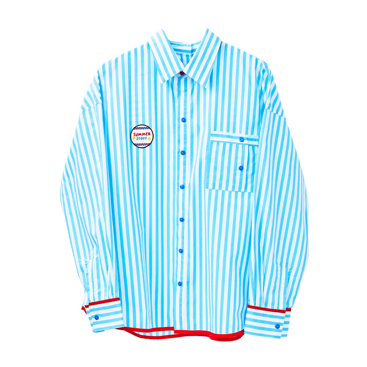 【oan】Merry Summer Stripe Shirt Summer Stripe Shirt (Blue)