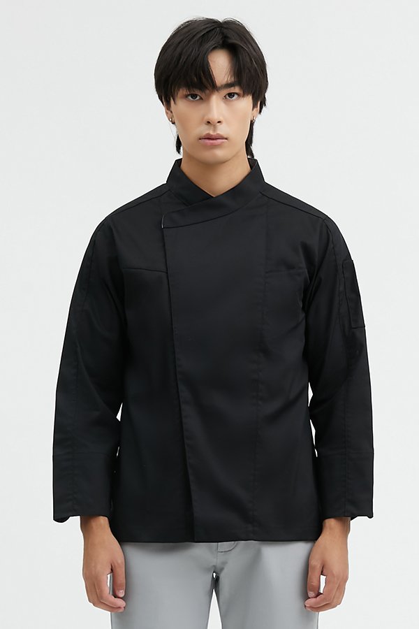 Tommy Black Long sleeves Chef Jacket with Press Buttons / 100% cotton