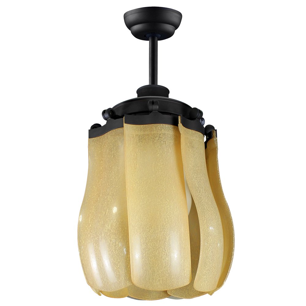 พัดลมโคมไฟ ใบพัดอะคริลิค รุ่น MS840-OBS+RC ขนาด 40 นิ้ว สีเหลืองใสพ่นทราย