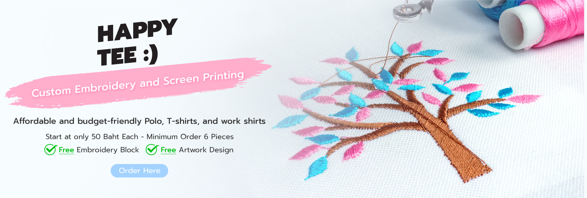 Happy Tee HAPPY TEE Premium polos and tees at factory prices, starting from 65 Baht.