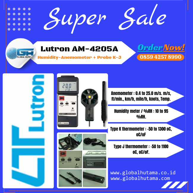Lutron AM-4205A Humidity-Anemometer + Probe K-J
