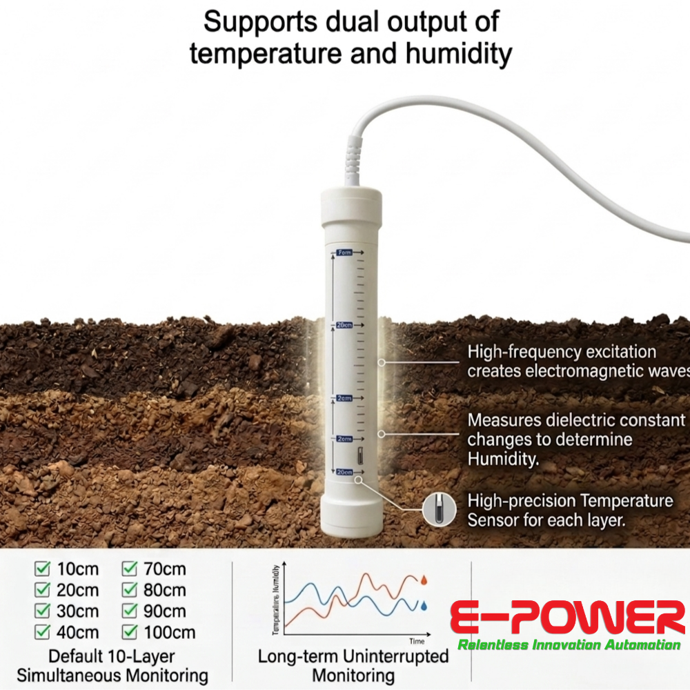 IP68 Multi Layer Non Contact Digital Soil Temperature And Moisture Sensor