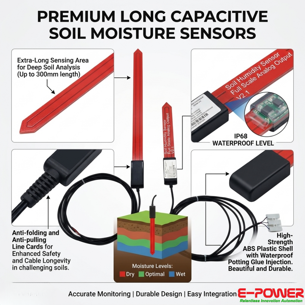 Lorawan Wifi Long Capacitive Soil Moisture Sensor