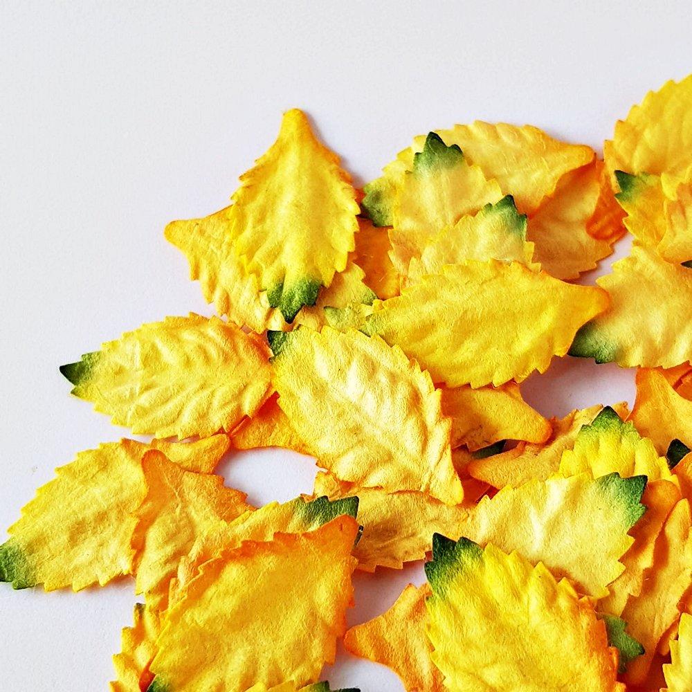 Set 100 Pcs. Yellow Leaves Mulberry Paper