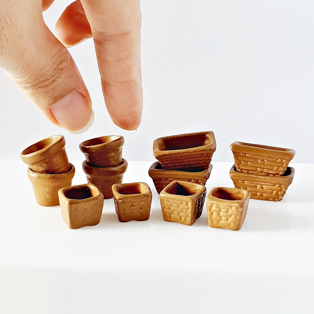 Handmade Miniatures Ceramic Flowers Plants Pot