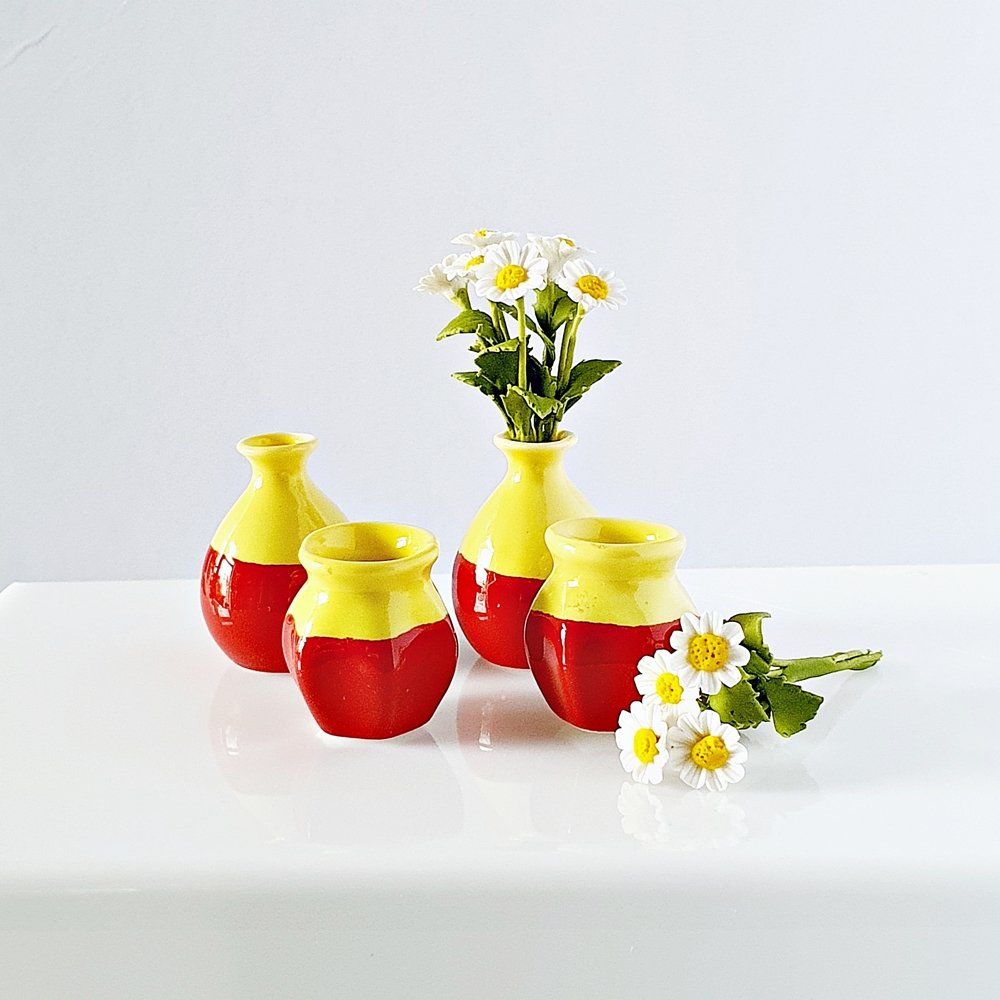Miniatures Ceramic Flowers Vase Set 4 Pcs