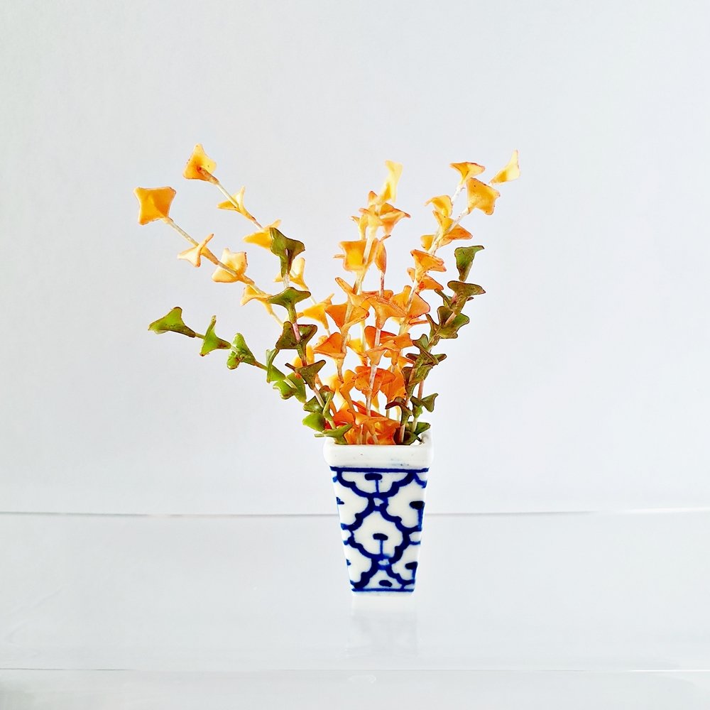 Miniatures Orange Flowers in Ceramic Vase