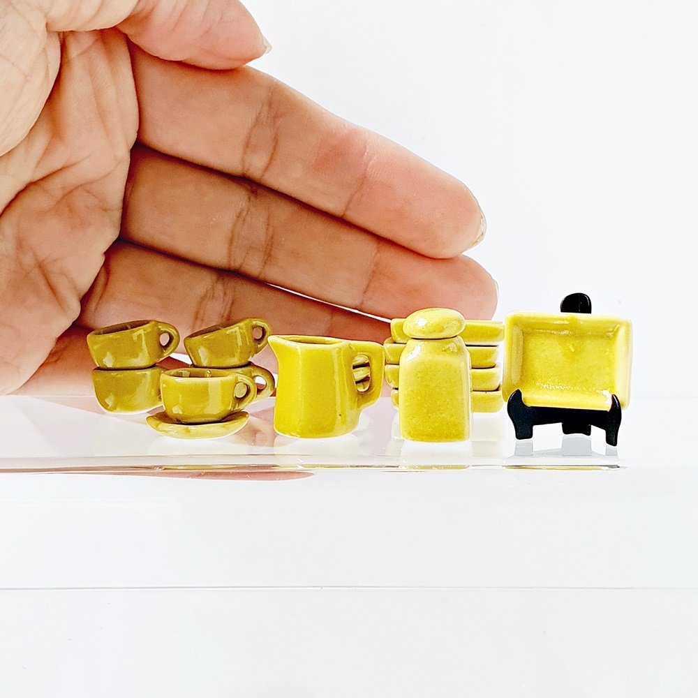 Mixed Set 17 Pcs. Ceramic Miniatures Coffee Tea Cups Plates