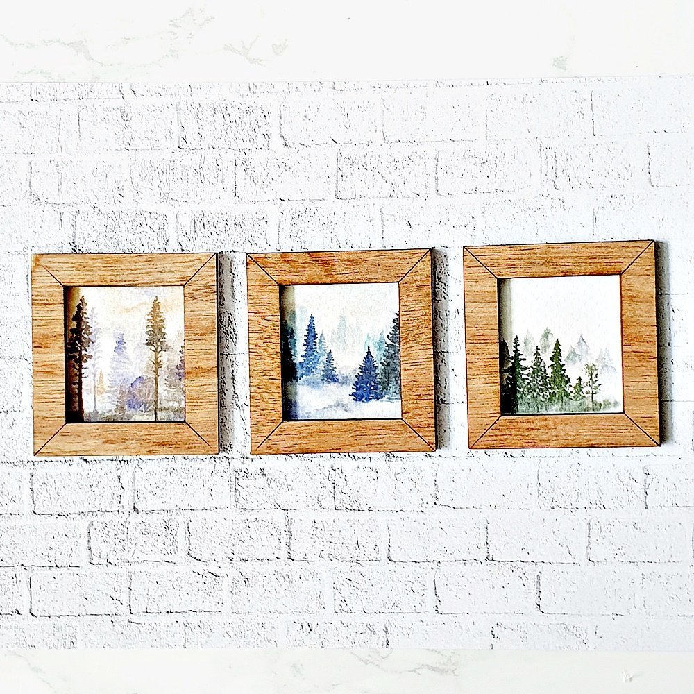 Set 3 Pcs. Watercolor Forest Picture Frame Wall art Decoration