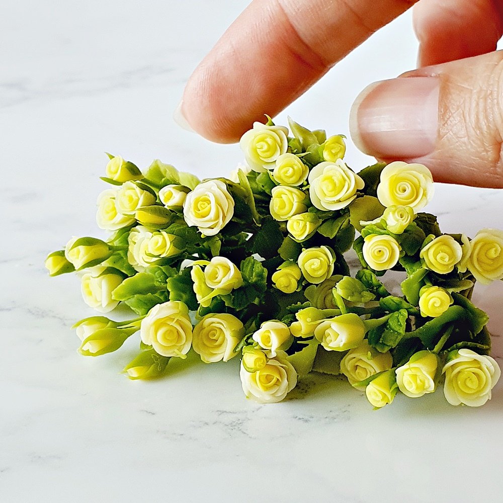 Yellow Rose Miniatures Handmade Clay Flowers