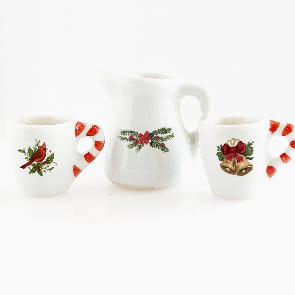 Ceramic Christmas Coffee Jug Mugs Gifts Set