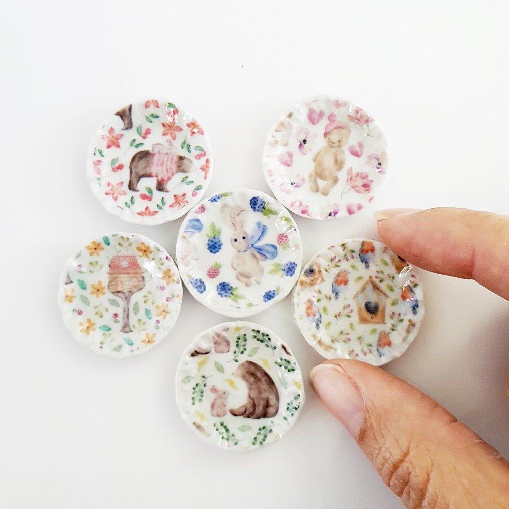 Set 6 Pcs Miniatures Ceramic Dish Plates