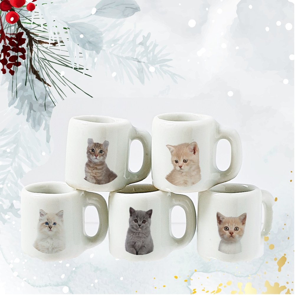 Cat Lover Miniatures Ceramic Mug Set 5 Pcs