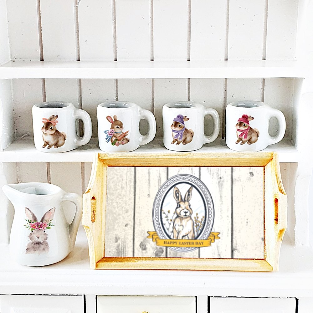 Ceramic Mugs Handmade Rabbit Bunny Easter Set