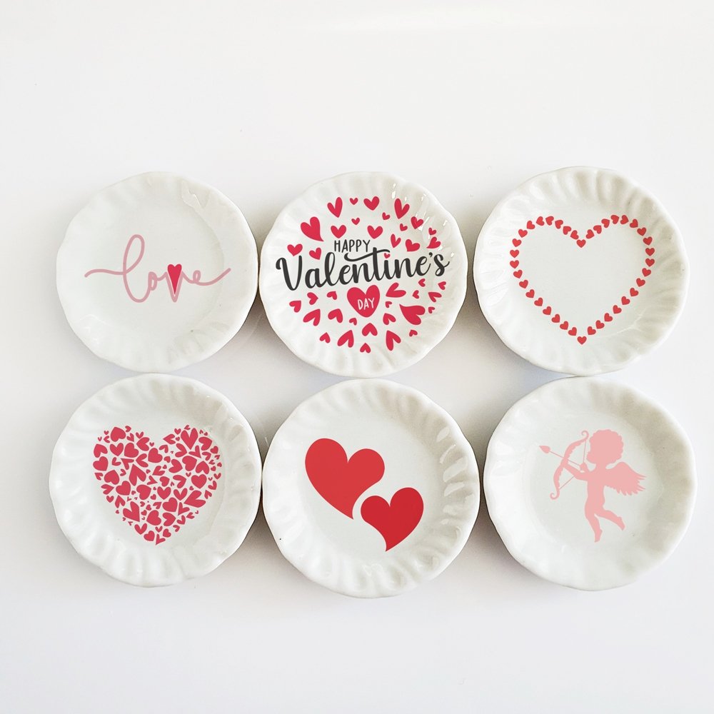 Ceramic Plates Valentines decoration Set 6 Pcs