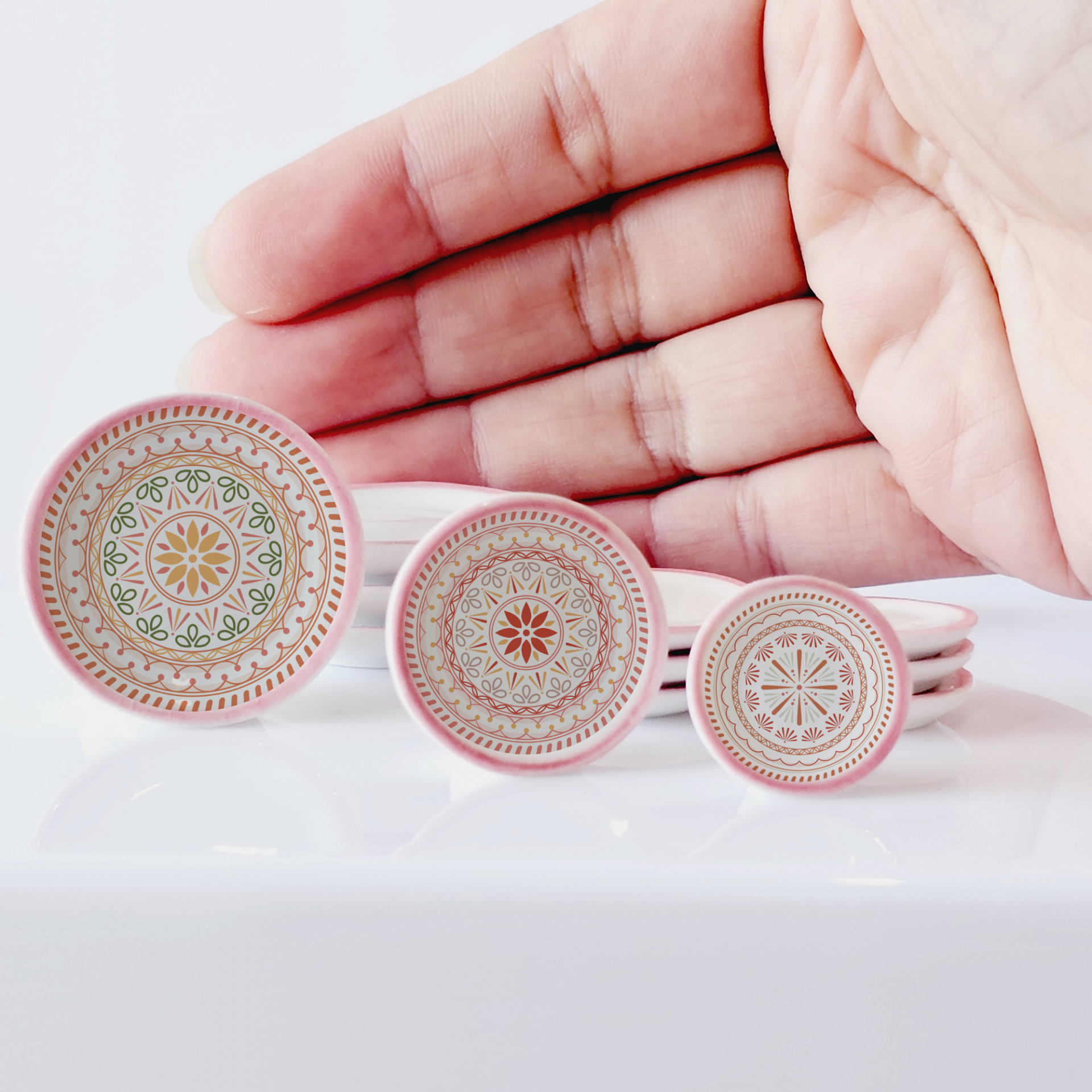 Ceramic Pink plates Boho Design