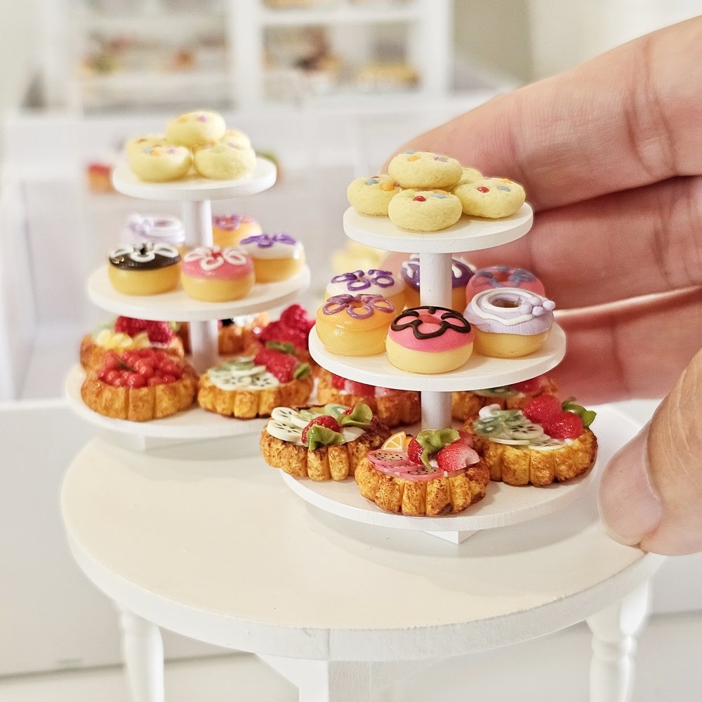 Tiny Donut Bakery on Wood Stand