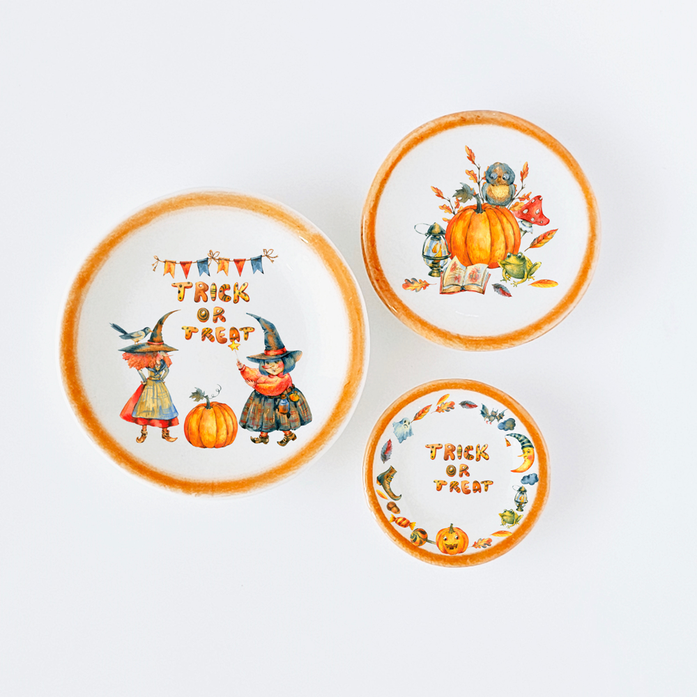 Ceramic Plates Halloween Decor Set 3 Pcs