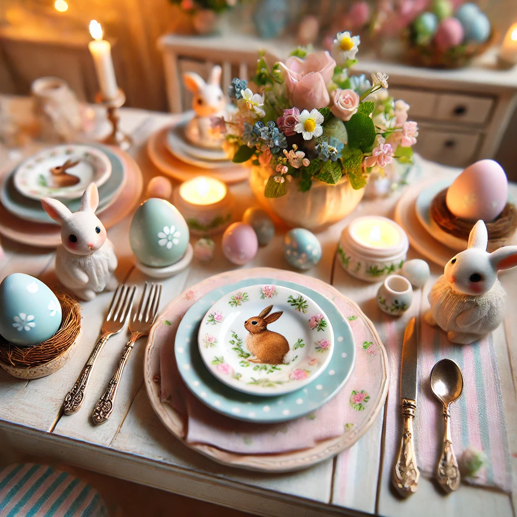 Miniature Bunny Plates for Easter Dollhouse Décor