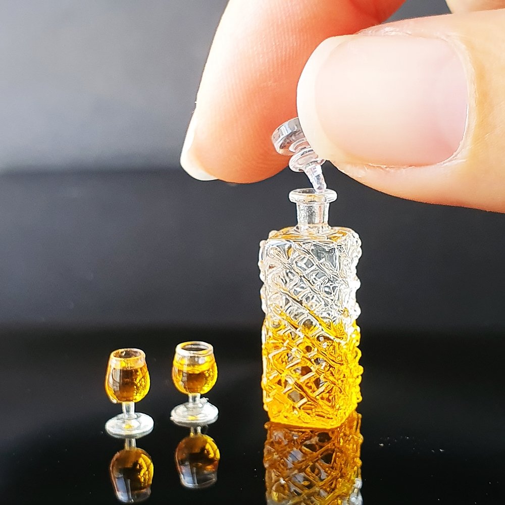 Set 3 Pcs. Whisky Bottle Glasses Miniatures
