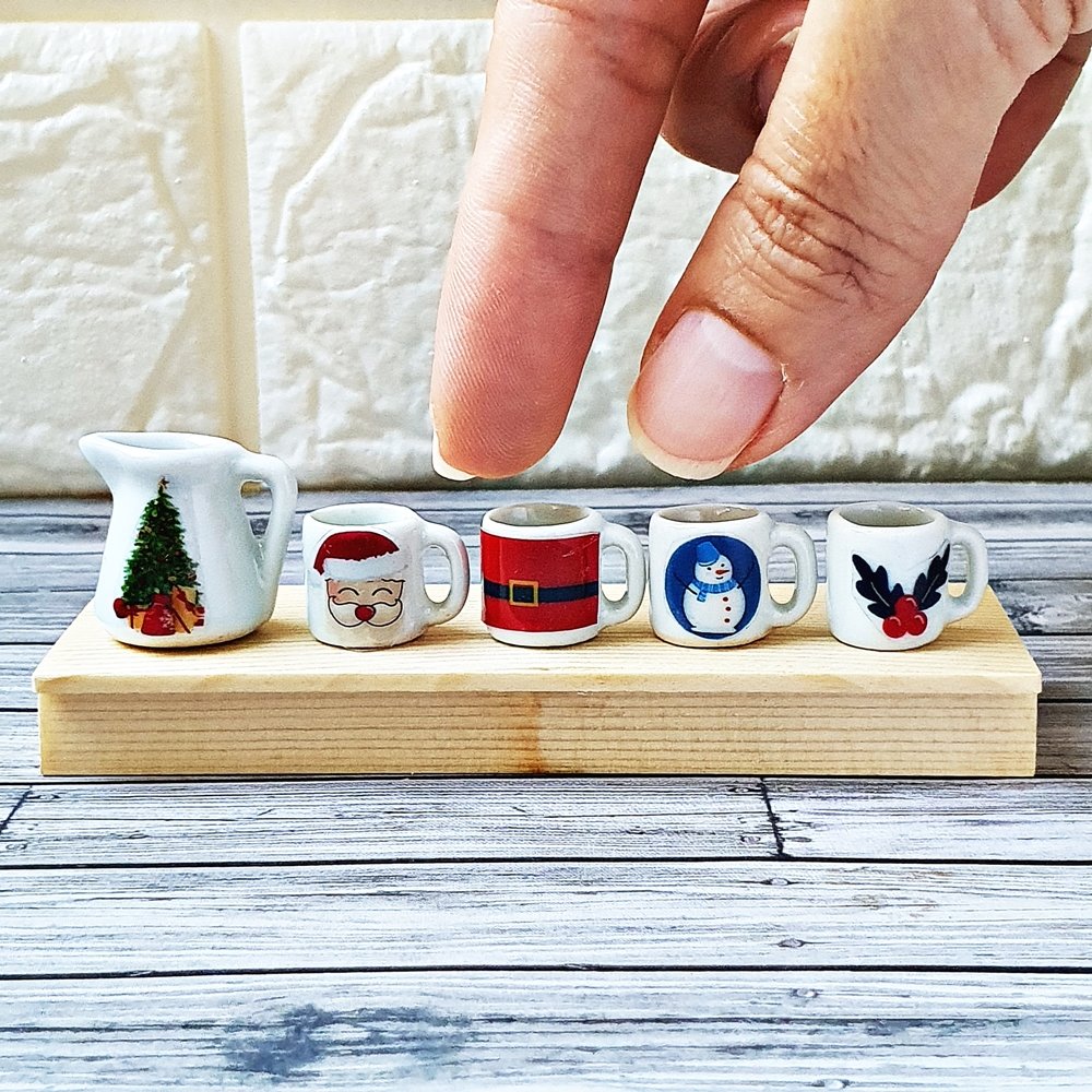 Dollhouse Miniatures Ceramic Tableware Canned Christmas Mini Tiny Decoration Gift Set