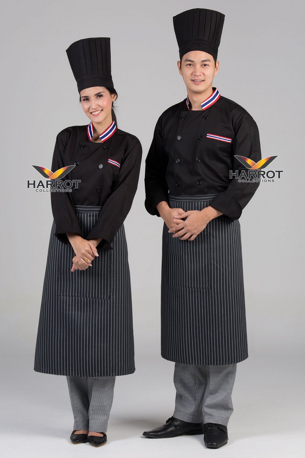 Thai flag collar Black long sleeve chef jacket