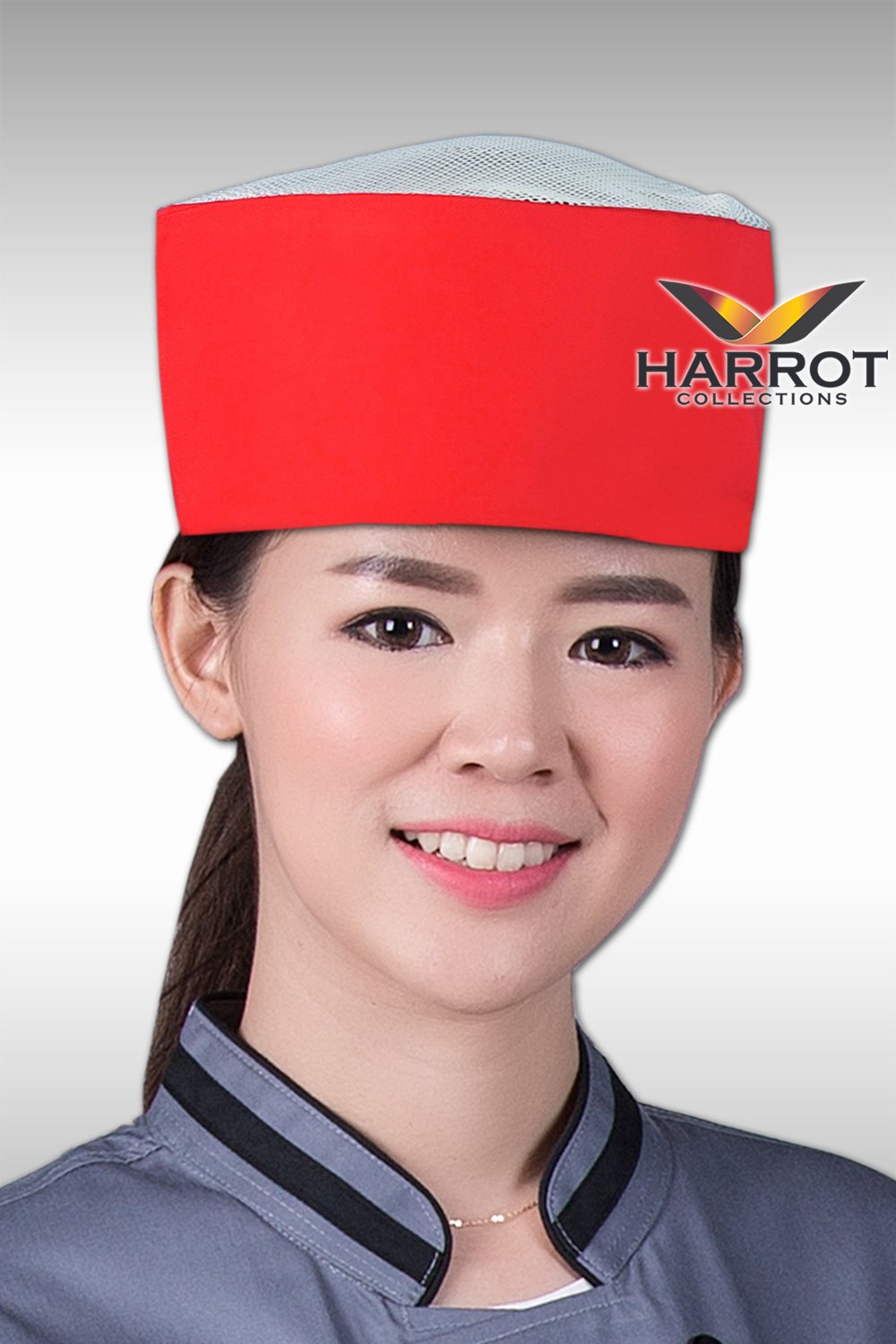 White Net-Red Japanese Chef Hat (FSC0104) - harrot