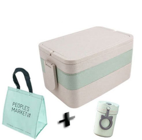 กล่องใส่ข้าว+กระเป๋าเก็บอุณหภูมิ,กล่องใส่ข้าวฟางข้าวสาลี+กระเป๋าเก็บความร้อนเย็น