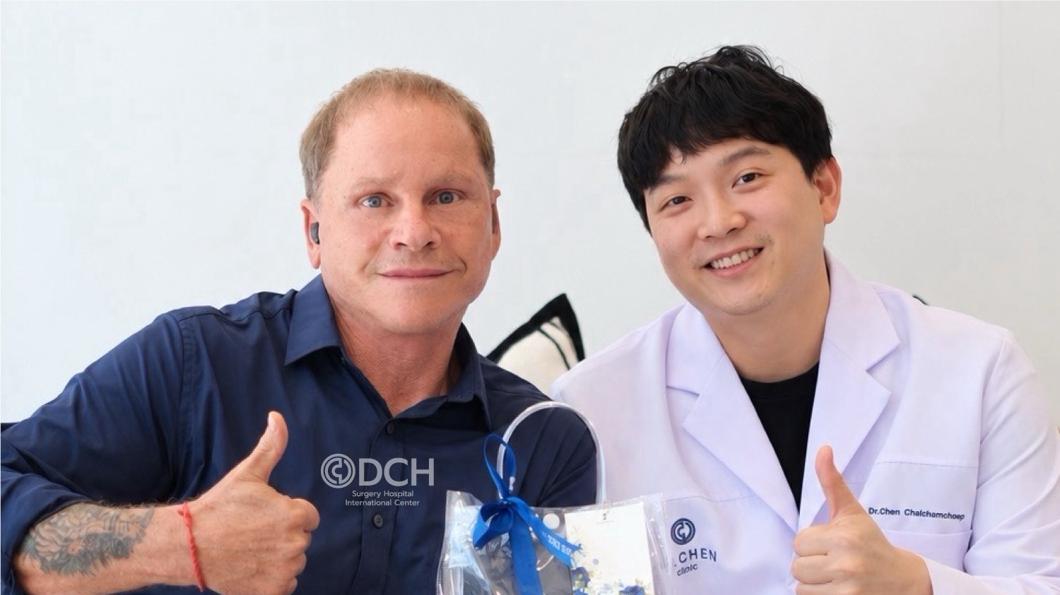 International facelift patient with medical team at DCH Hospital Bangkok Thailand