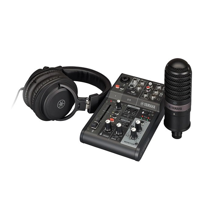 ชุดอุปกรณ์ไลฟ์สตรีม YAMAHA AG03MK2 LSPK includes YCM01, YH-MT1 and XLR microphone cable (Black/White)