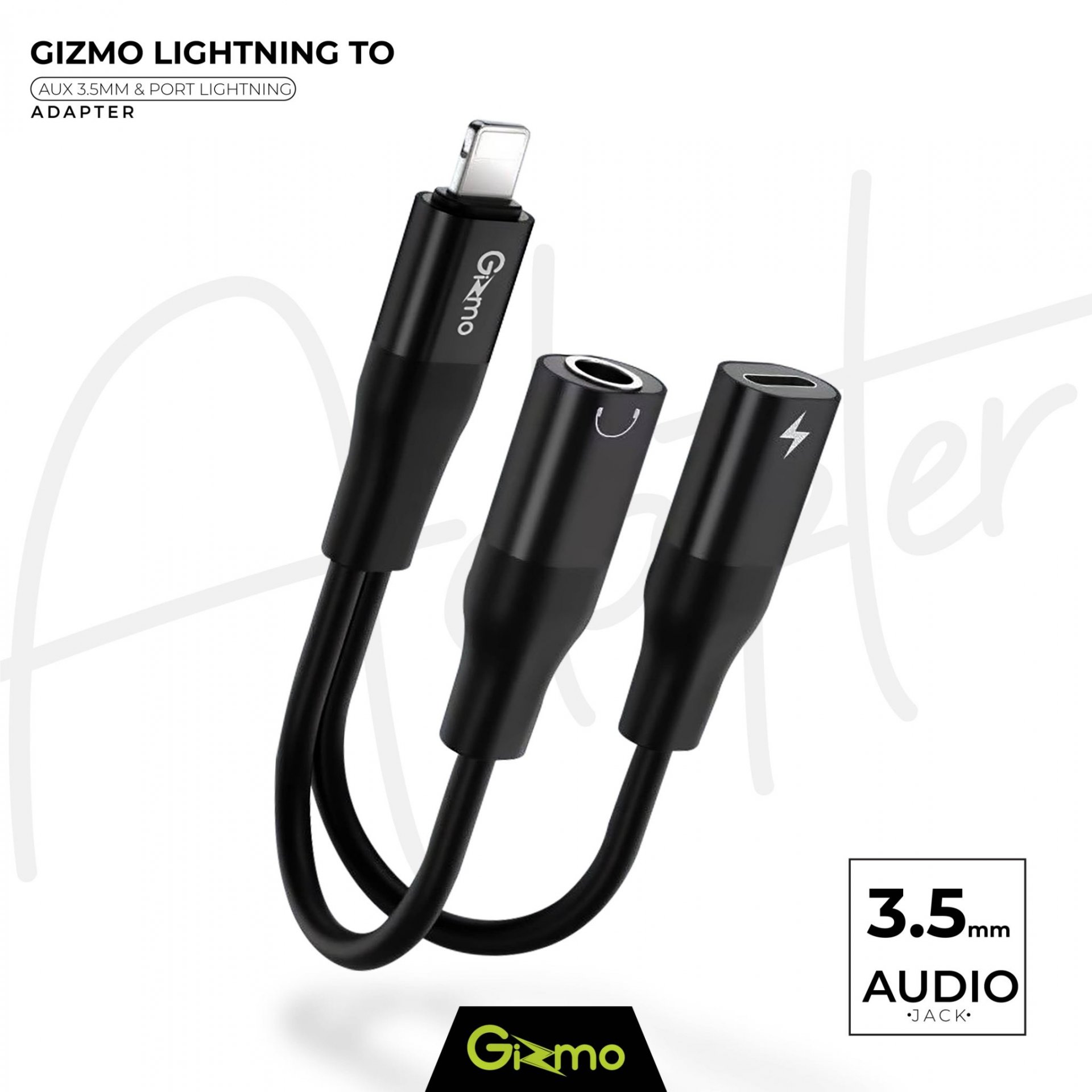 Gizmo หางหนู สายแปลง เชื่อมต่อ Lightning to Aux 3.5 และ Port lightning สำหรับหูฟัง ชาร์จไอโฟน GA-013