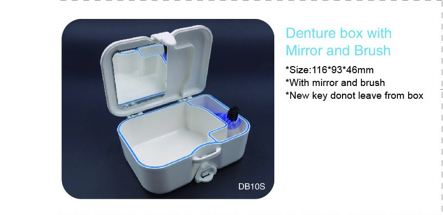 Denture Box with Mirror and Brush