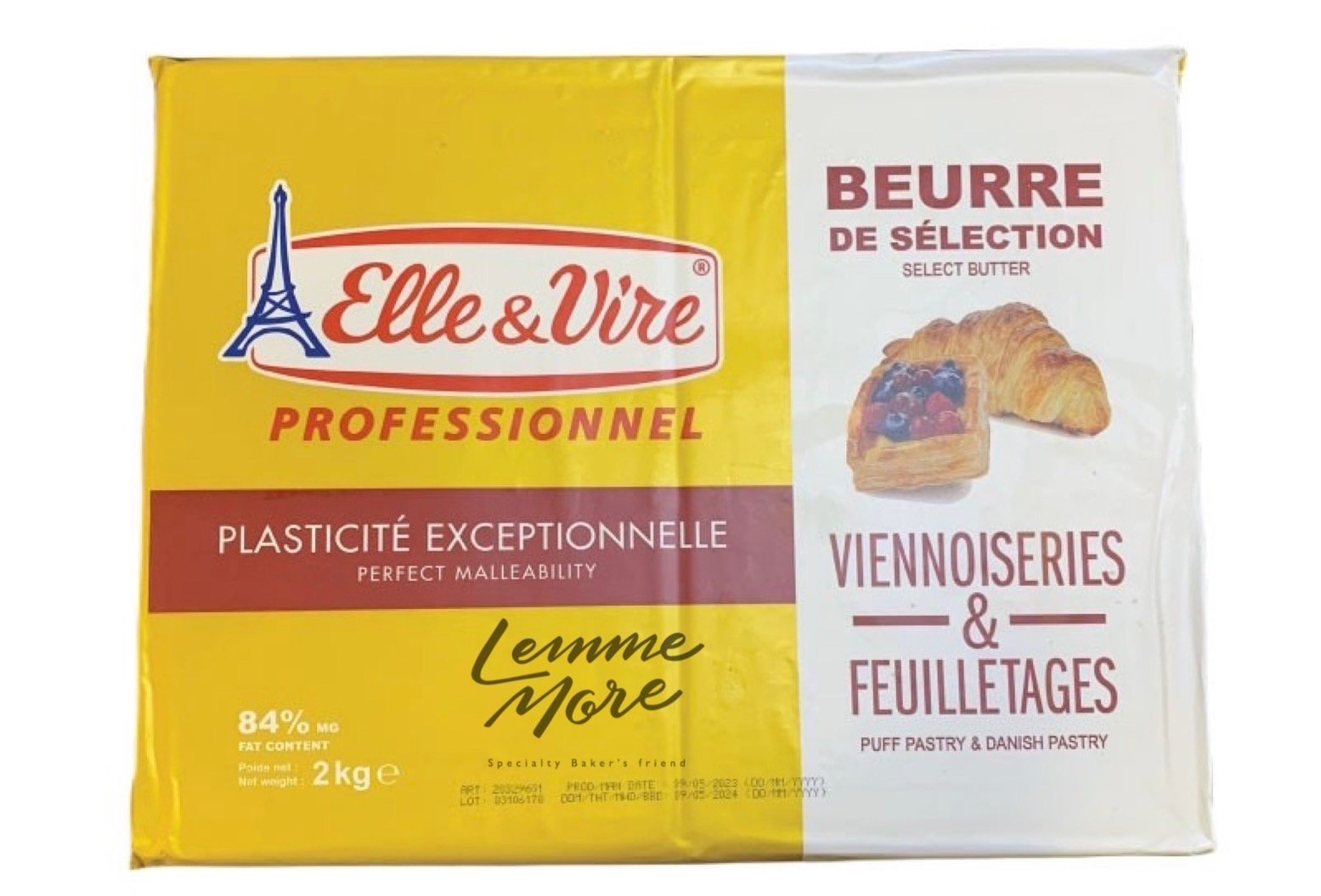 Elle&Vire Extra Dry Butter (84% fat) - เนยจืดทำครัวซองค์ ขนาด 2kg