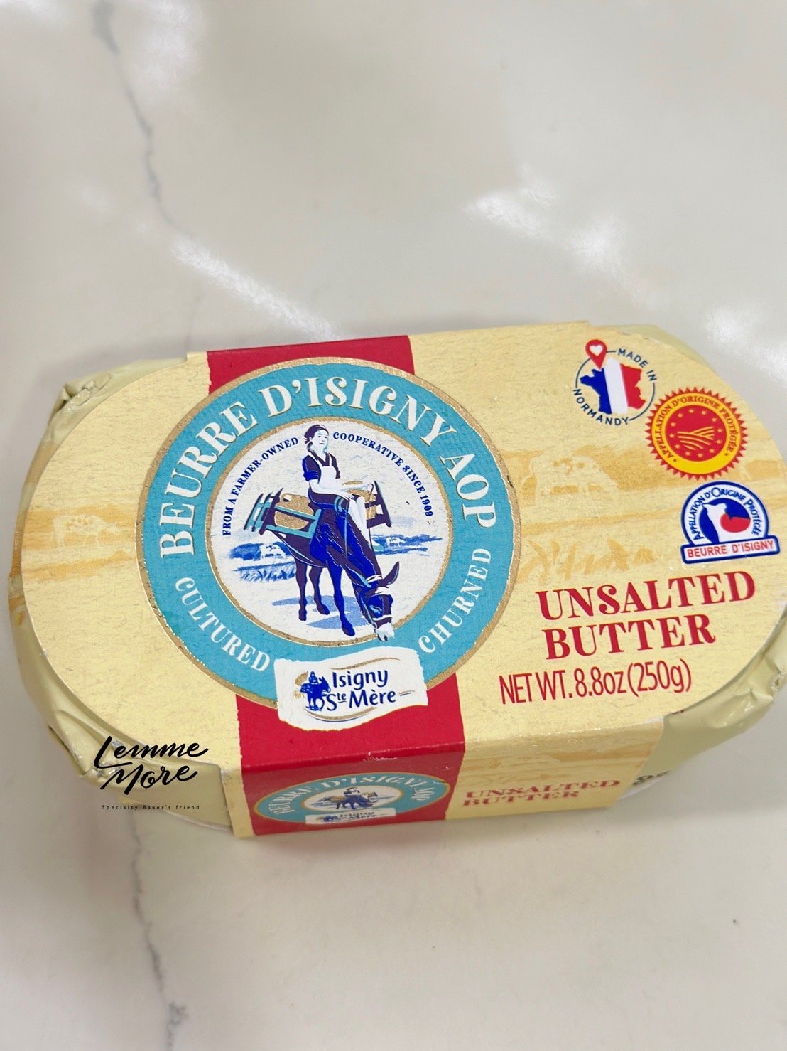 Isigny Sainte-Mère Butter AOP Churned Baratte (unsalted)  250g - เนยจืด
