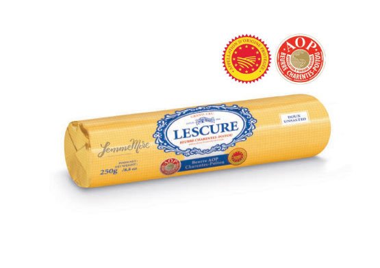 Lescure unsalted butter roll 250g (เนยจืด)