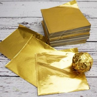 แผ่นฟอยล์สีทองขนาด 9.5*9 cm จำนวน 100 แผ่น - Gold Foil Paper For Chocolate