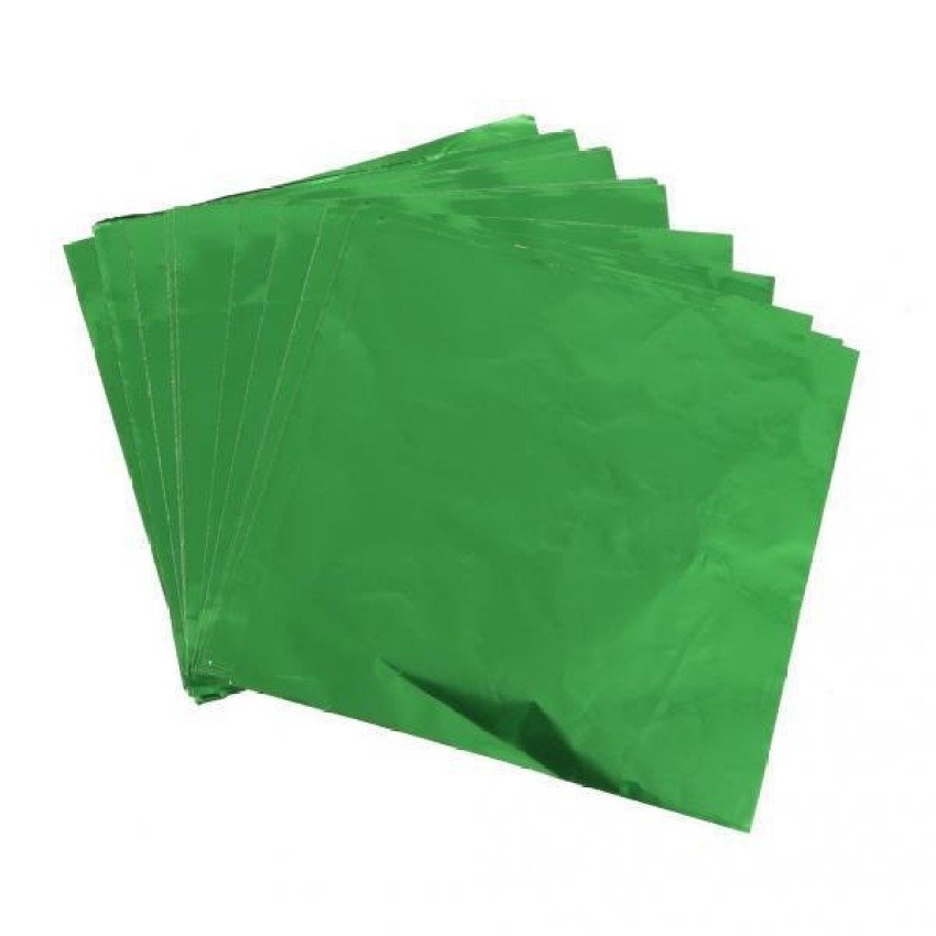 แผ่นฟอยล์สีเขียวขนาด 9.5*9 cm จำนวน 100 แผ่น - Green Foil Paper For Chocolate