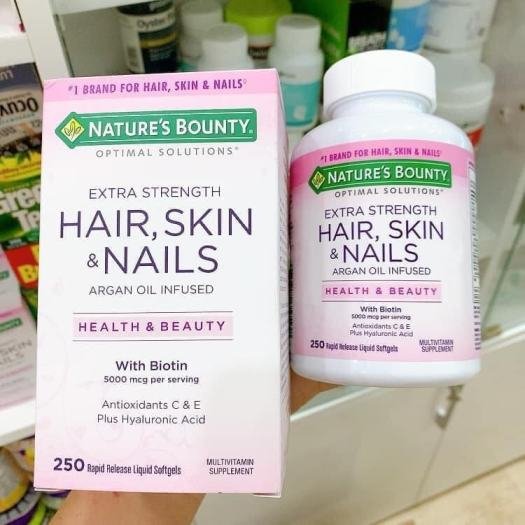 Nature's Bounty Optimal Solutions Extra Strength Hair Skin & Nails 250 Softgels