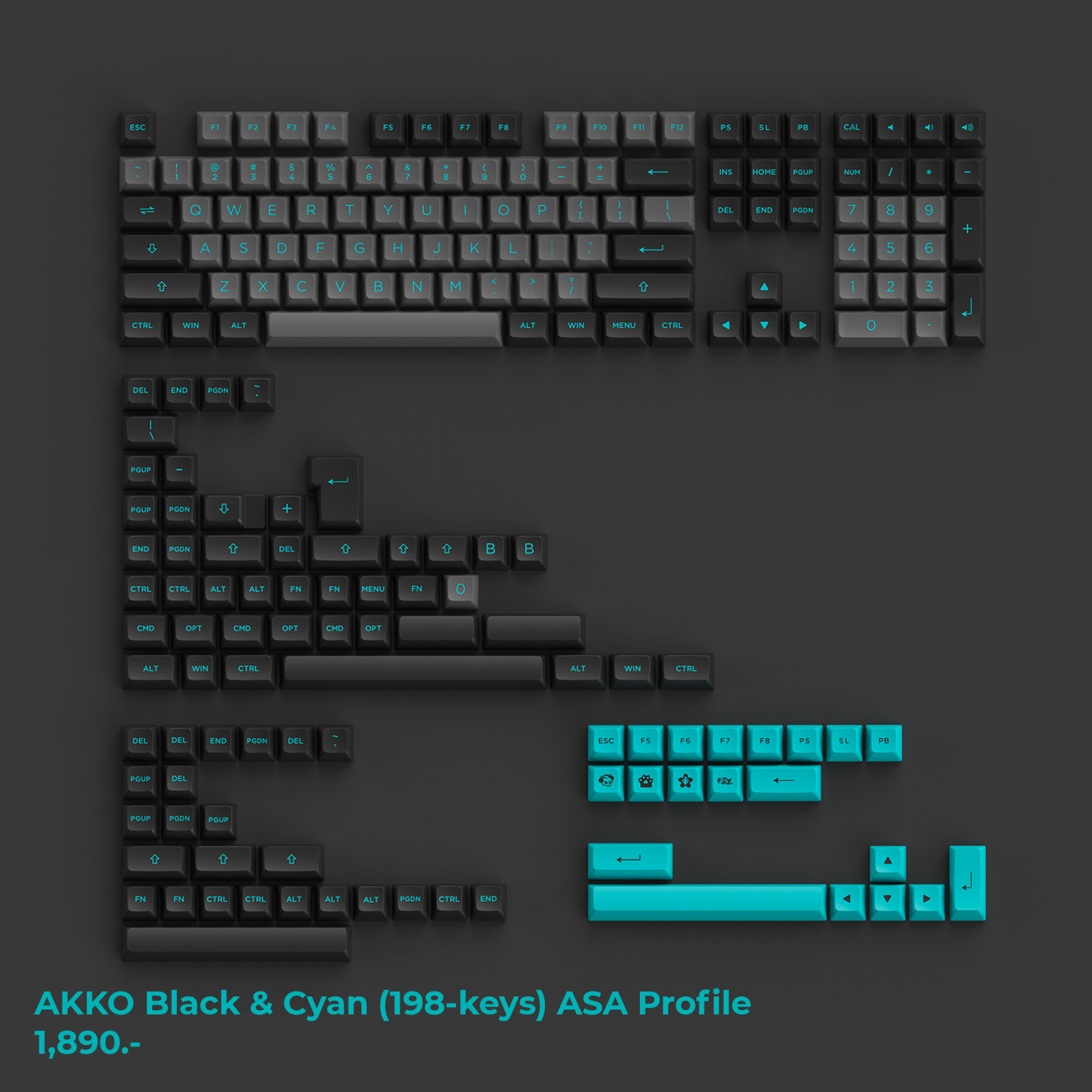 AKKO Black & Cyan - ASA Profile 198keys