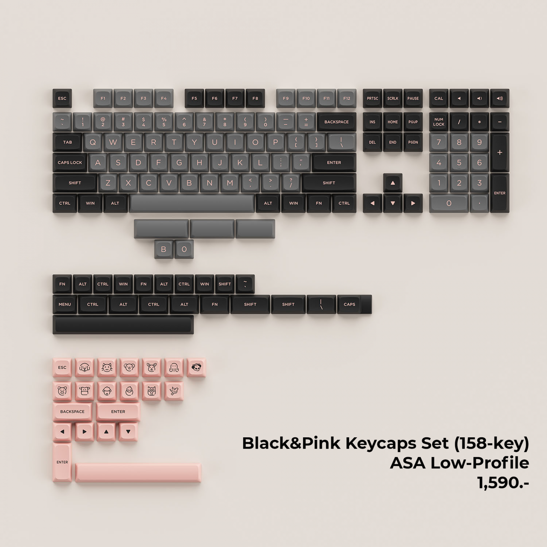 AKKO Black&Pink - ASA Low Profile 158keys