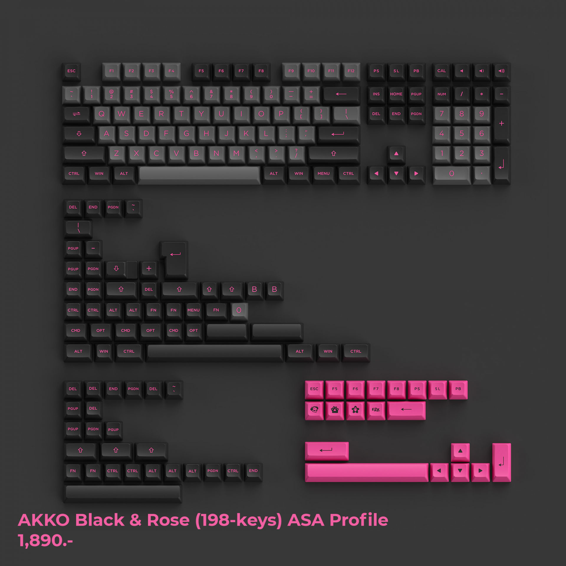 AKKO Black & Rose - ASA Profile 198keys